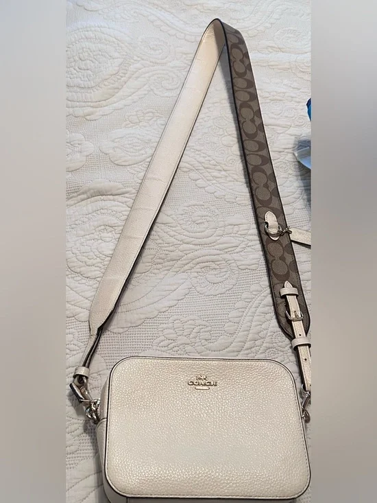 Coach Chalk Pebble Leather Crossbody with Signature Strap - Picture 1 of 3